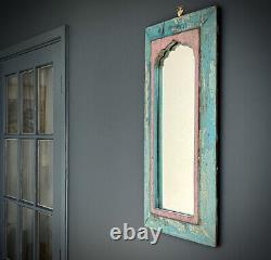 VINTAGE INDIAN MIRROR. ART DECO SALVAGE. 2-TONE GREY. MEHRAB ARCHED. 2 available