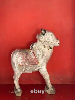 VINTAGE INDIAN NANDI TOY HAND-CARVED WOOD 1920s RARE WHEELED VERSION