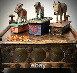 VINTAGE INDIAN NANDI TOY HAND-CARVED WOOD EX WHEELED TOYS 1920s