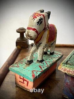 VINTAGE INDIAN NANDI TOY HAND-CARVED WOOD EX WHEELED TOYS 1920s