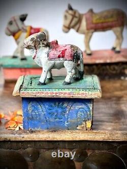 VINTAGE INDIAN NANDI TOY HAND-CARVED WOOD EX WHEELED TOYS 1920s