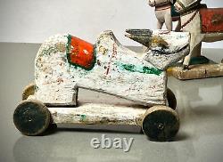 VINTAGE INDIAN NANDI TOY HAND-CARVED WOOD EX WHEELED TOYS 1920s