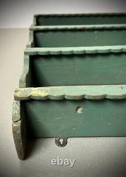 VINTAGE INDIAN SHELVES ART DECO DETAIL TEAK DISTRESSED PALE TEAL OVER JADE 1920s