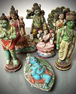 VINTAGE TERRACOTTA KRISHNA ON LEAF FIRST FORM OF LIFE ON EARTH TAMIL NADU 40s