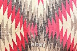 VTG Navajo Rug Native American Indian Weaving Textile 50x27 Antique Eye Dazzler