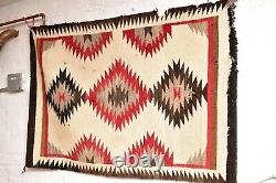 VTG Navajo Rug native american indian weaving Textile Antique 45x32 EYE DAZZLER