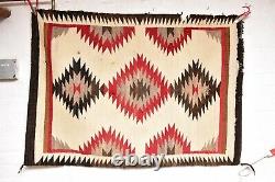 VTG Navajo Rug native american indian weaving Textile Antique 45x32 EYE DAZZLER