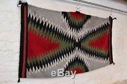VTG native american textile weaving Navajo indian rug 41x22 antique Eye Dazzler