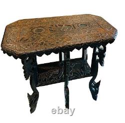Victorian Carved Console Table Elephant Tiger Indian Antique vintage