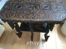 Victorian Carved Console Table Elephant Tiger Indian Antique vintage