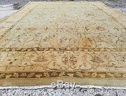 Vintag Cr1980-1990s Indo-Paky New Zealand Wool Pile Area Rug 10x14ft