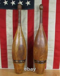 Vintage 1900s Peck & Snyders Wood Indian Club Exercise Pins 25 Antique Gym 6Lbs
