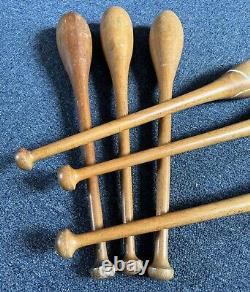 Vintage 1920's Indian Wooden Exercise Clubs Set Of Six