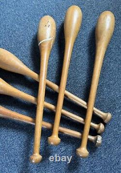 Vintage 1920's Indian Wooden Exercise Clubs Set Of Six