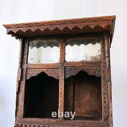 Vintage 19th Century Victorian Antique Indian Carved Cabinet Bookshelves Cupboar