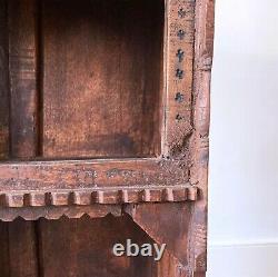 Vintage 19th Century Victorian Antique Indian Carved Cabinet Bookshelves Cupboar