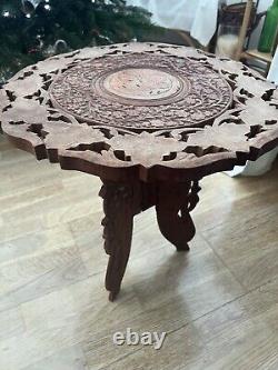 Vintage Anglo/indian Hand Carved Side Table