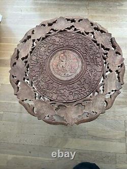 Vintage Anglo/indian Hand Carved Side Table