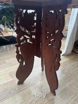 Vintage Anglo/indian Hand Carved Side Table