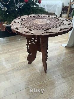 Vintage Anglo/indian Hand Carved Side Table