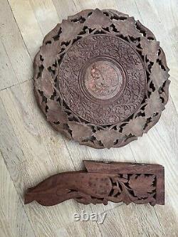 Vintage Anglo/indian Hand Carved Side Table