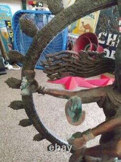 Vintage Antique Brass God of Dance Lord Shiva Hindu Statue Large Heavy Rare