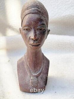 Vintage / Antique Bust Wood Carved Wooden African Native Indian Figurine Statue