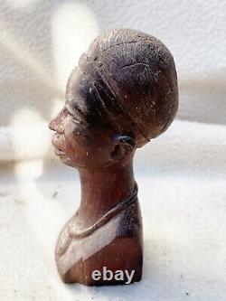 Vintage / Antique Bust Wood Carved Wooden African Native Indian Figurine Statue