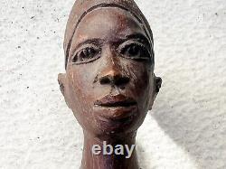 Vintage / Antique Bust Wood Carved Wooden African Native Indian Figurine Statue