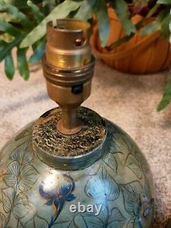 Vintage Antique Hand Painted Candle Stick Column Style Lamp And One Other Blue