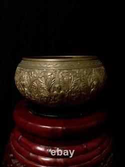 Vintage Antique Heavy Brass Bronze Bowl singing rice Indian / Sri Lanka