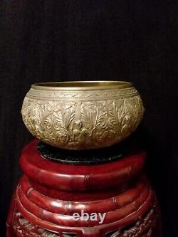 Vintage Antique Heavy Brass Bronze Bowl singing rice Indian / Sri Lanka