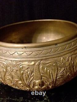 Vintage Antique Heavy Brass Bronze Bowl singing rice Indian / Sri Lanka