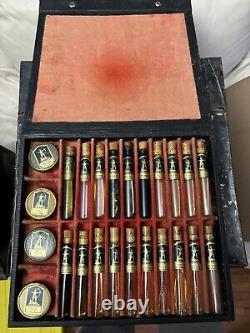 Vintage Antique Indian Archer Oil Salesman Sample Set Glass Tube Tin Can Display