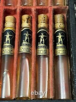 Vintage Antique Indian Archer Oil Salesman Sample Set Glass Tube Tin Can Display