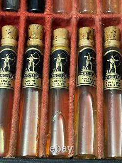 Vintage Antique Indian Archer Oil Salesman Sample Set Glass Tube Tin Can Display