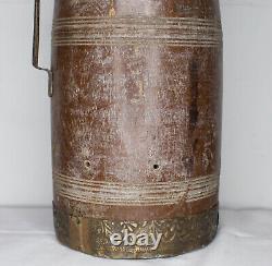 Vintage / Antique Indian Drum Coal Scuttle Umbrella Stand Wood/Metal Movie Prop