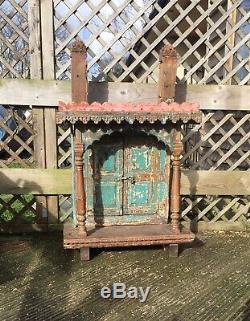 Vintage Antique Indian Hindu Wooden Home Shrine Temple Mandir Shabby Chic