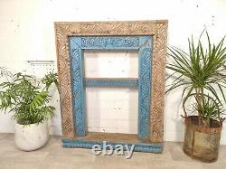 Vintage Antique Indian Ornate Architectural Wooden Carved Window Temple Frame