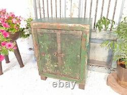 Vintage Antique Indian Reclaimed Rustic Small Side Bedside Cabinet