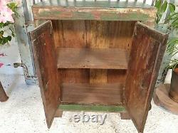 Vintage Antique Indian Reclaimed Rustic Small Side Bedside Cabinet