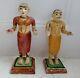 Vintage Antique Indian Tall Male And Female Figures Wood And Plaster C. 1930-40