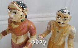 Vintage Antique Indian Tall Male and Female Figures Wood And Plaster C. 1930-40