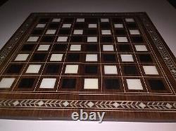 Vintage / Antique Inlaid Wooden Anglo Indian Travel Folding Chess Board 16