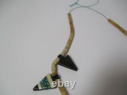 Vintage Antique Inlay Necklace And Pendant Arrowhead Bird Santa Domingo Indian