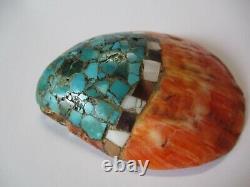 Vintage Antique Large Santa Domingo Stone Inlay Shell 3.5 Inch Older Indian Art