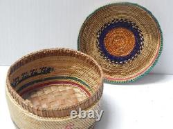 Vintage Antique Makah / Nootka Lidded Nw Coast Indian Basket Clean + Nice