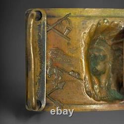 Vintage Antique Native Am Indian Chief Brass Belt Buckle ROBBINS CO THORESEN