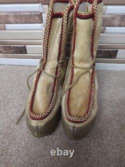 Vintage Antique Native American Indian Rubber Sole Winter Boot Moccasin Sz 6.5