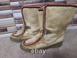 Vintage Antique Native American Indian Rubber Sole Winter Boot Moccasin Sz 6.5